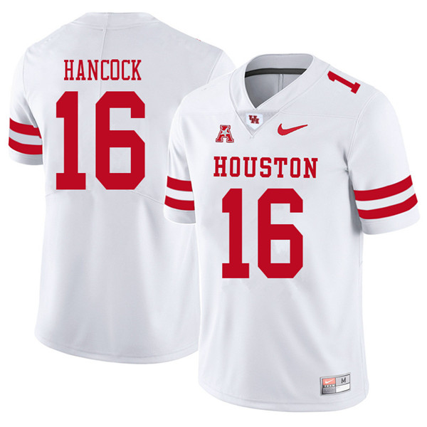 2018 Men #16 Joshua Hancock Houston Cougars College Football Jerseys Sale-White - Click Image to Close